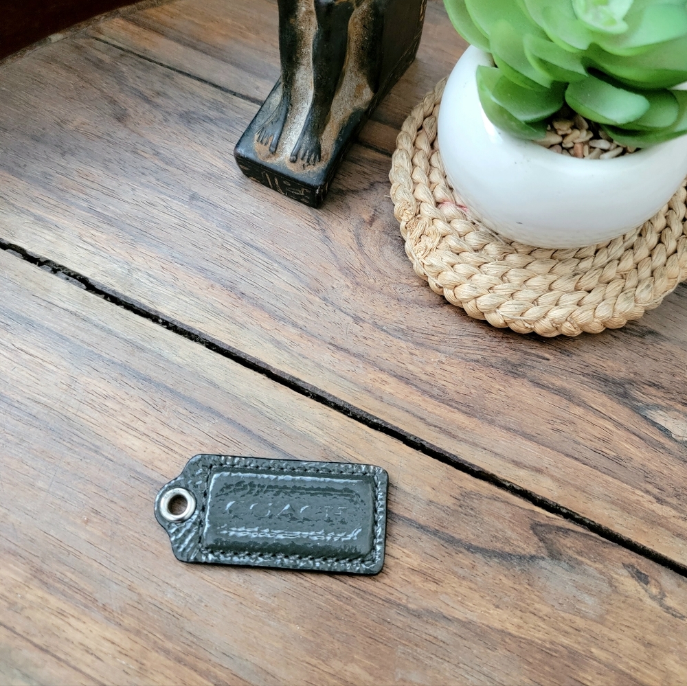 Coach grey hang tag pendant bag charm